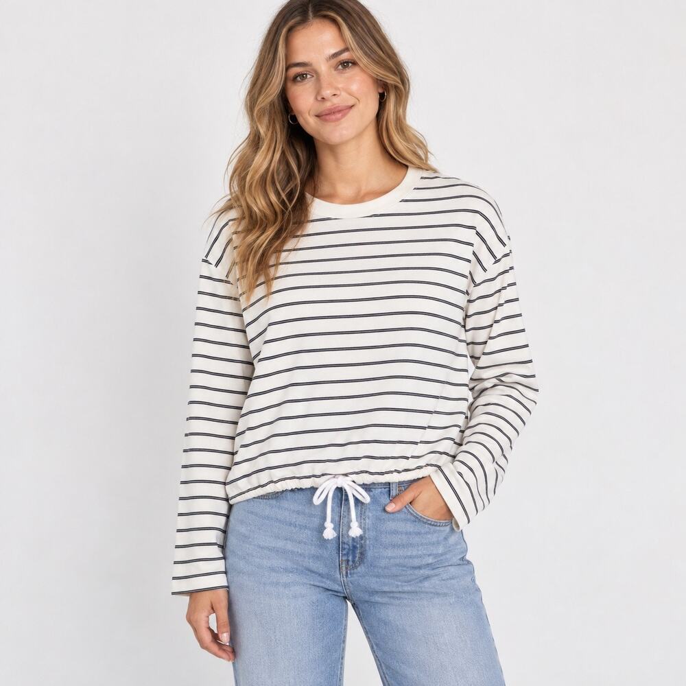 NWT Madewell The Perfect Tie-Waist Tee In Allday Jersey Lighthouse Stripe Small